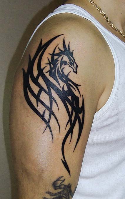 Tribal Dragon Tattoo Design Idea