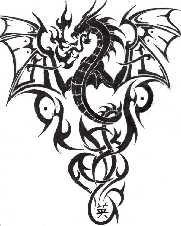 Tribal dragon tattoo idea