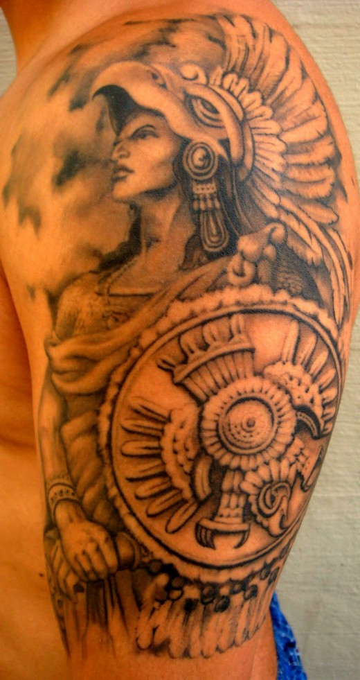 Aztec Warrior Tattoo Designs Men