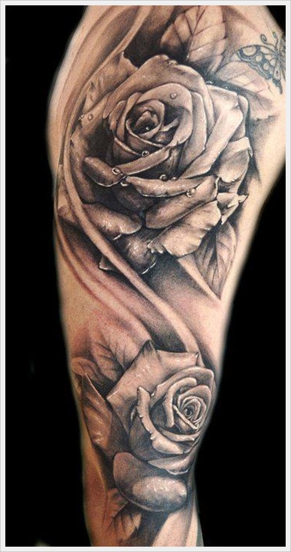 Black Grey Rose Tattoo Ideas for Men