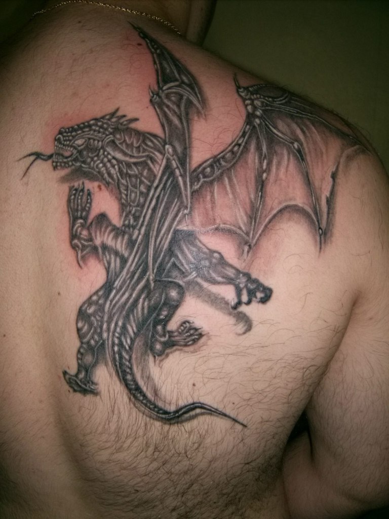 Dragon Back Tattoos On Shoulder