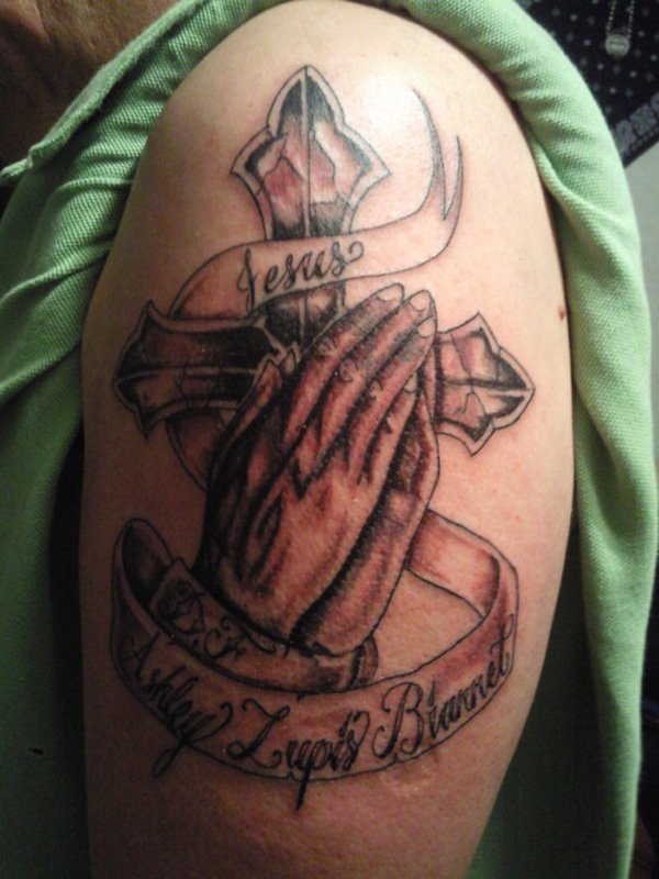 Praying Hands Arm Tattoo Designs For Men