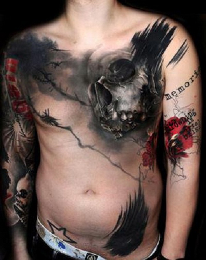Skull cool men tattoo design