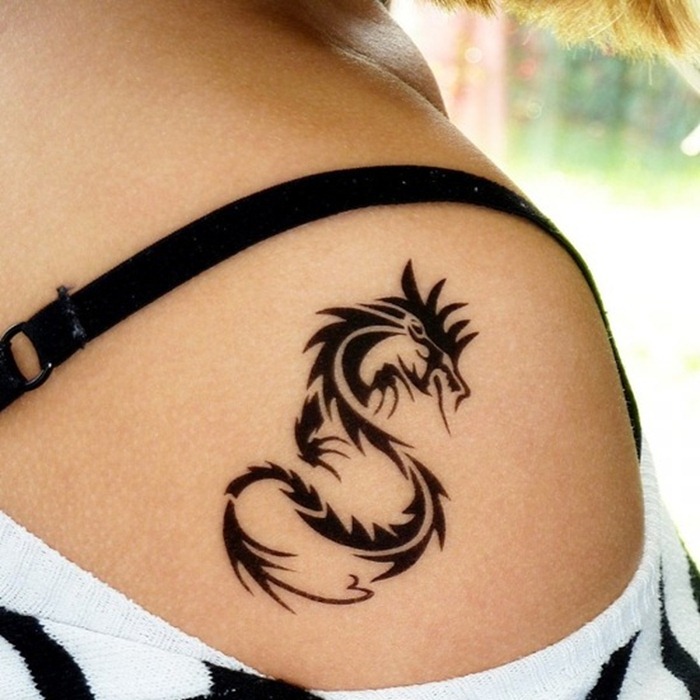 Small Dragon Tattoos For Women on Shoulder
