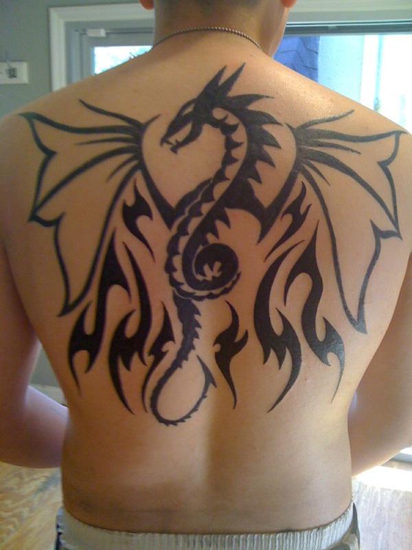 Tribal Dragon Back Tattoo Designs