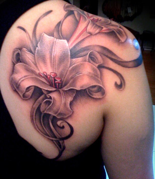 Black Lily Flower Tattoo