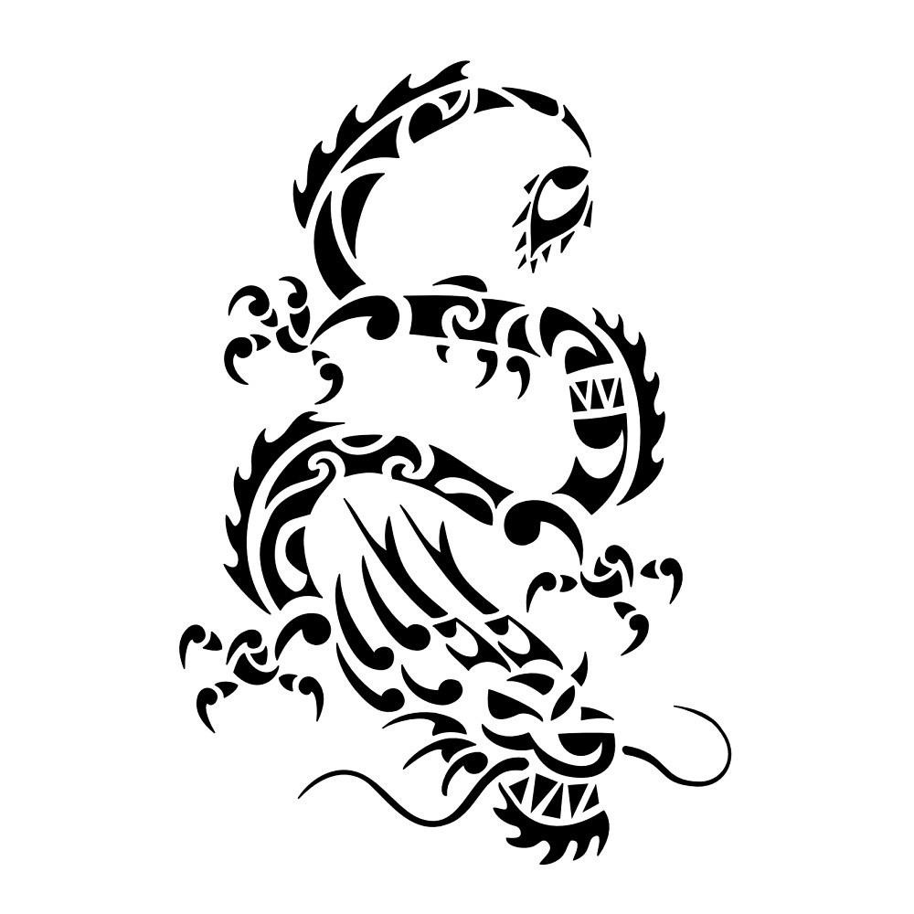 Black Maori Dragon Tattoo