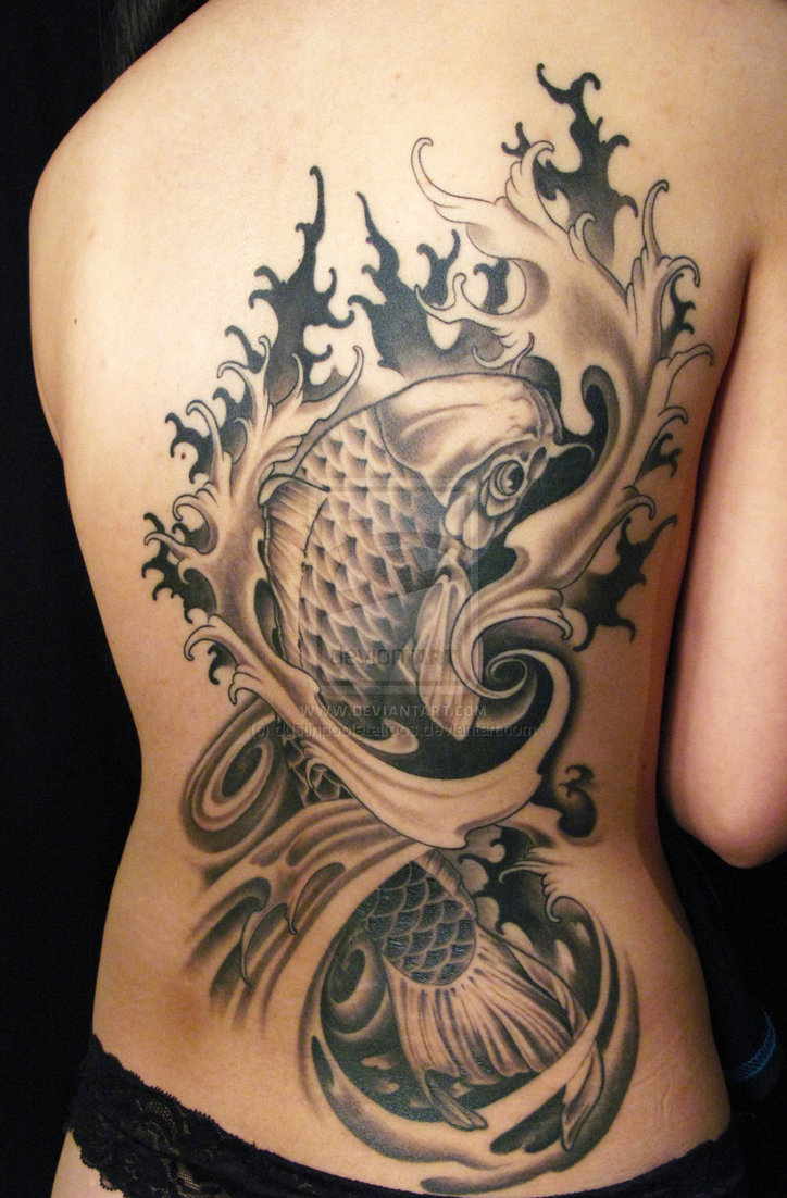 Black and White Koi Fish Tattoo