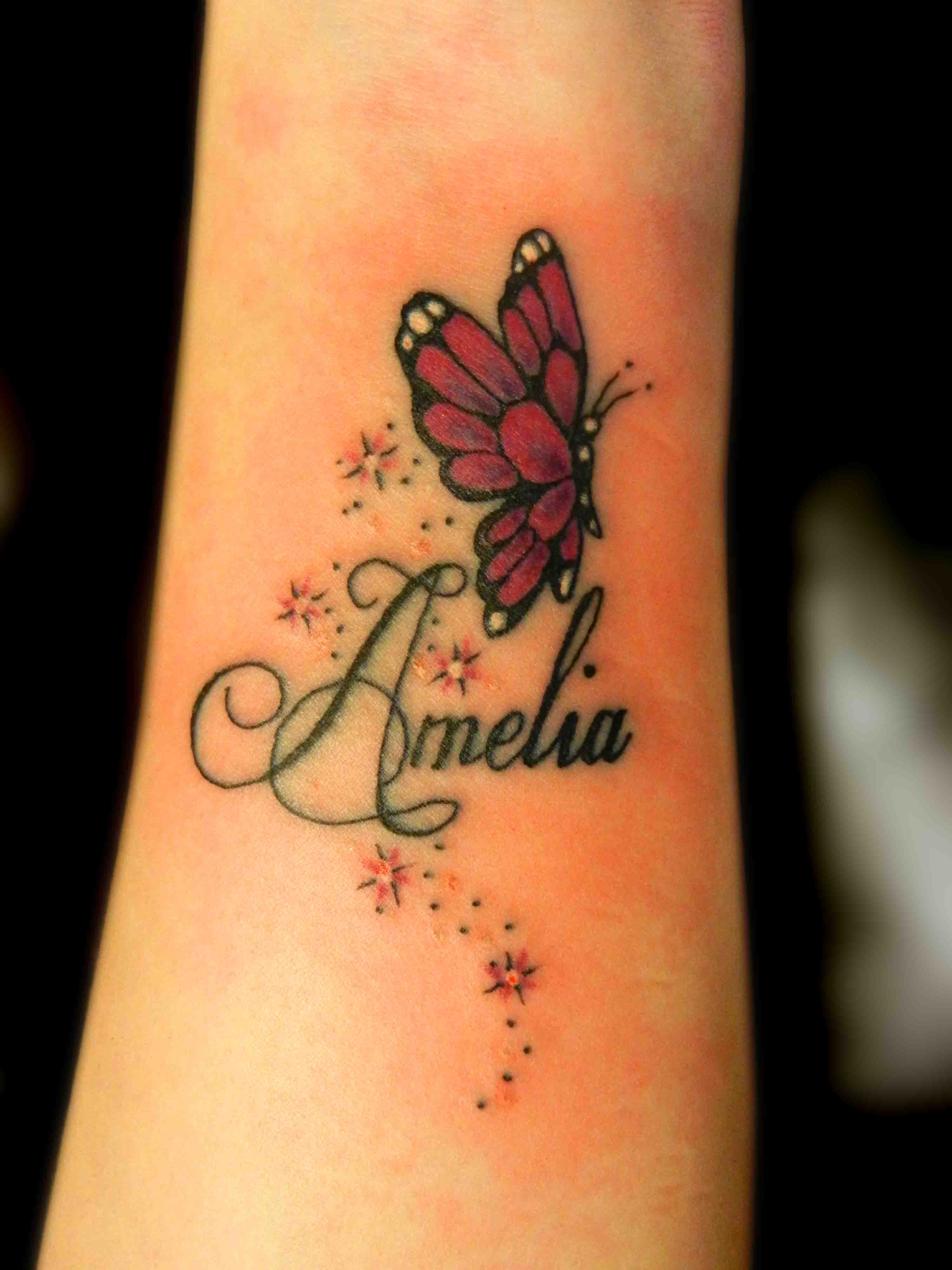 Butterfly Wrist Tattoos with Names