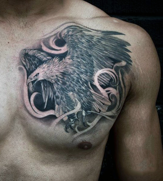 Chest Bald Eagle Tattoo For Men