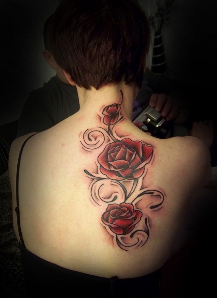 Female Back Tattoos Roses