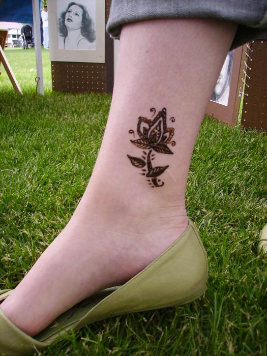 Henna Ankle Flower Tattoo