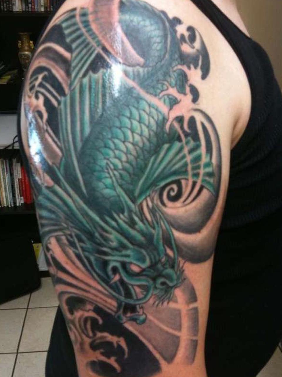 Koi Dragon Sleeve Tattoo Design