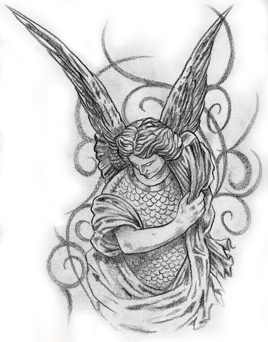 Male angel tattoo design ...