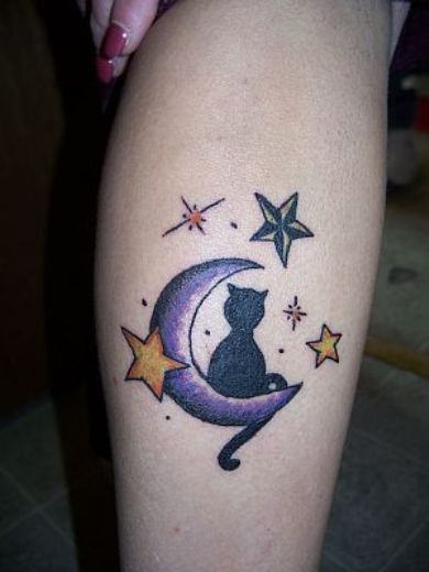 Cat Moon Tattoo Design ideas