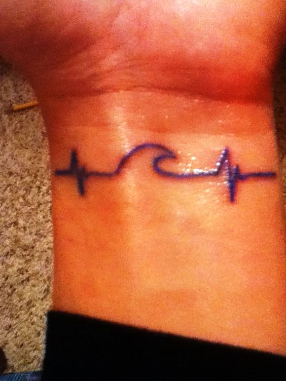 Heartbeat and wave tattoo _ Tattoo's