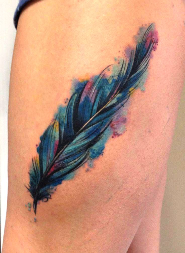 feather watercolor tattoos