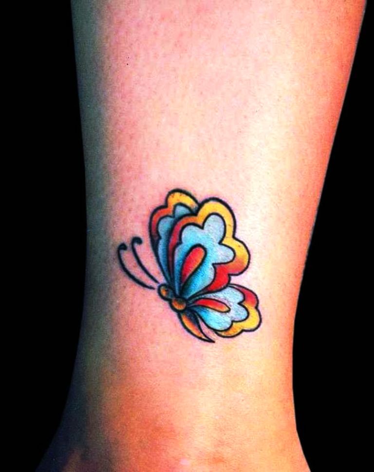 small ankle tattoo butterfly