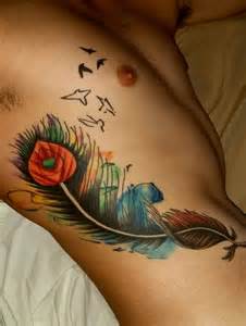Abstract Watercolor Feather Tattoo