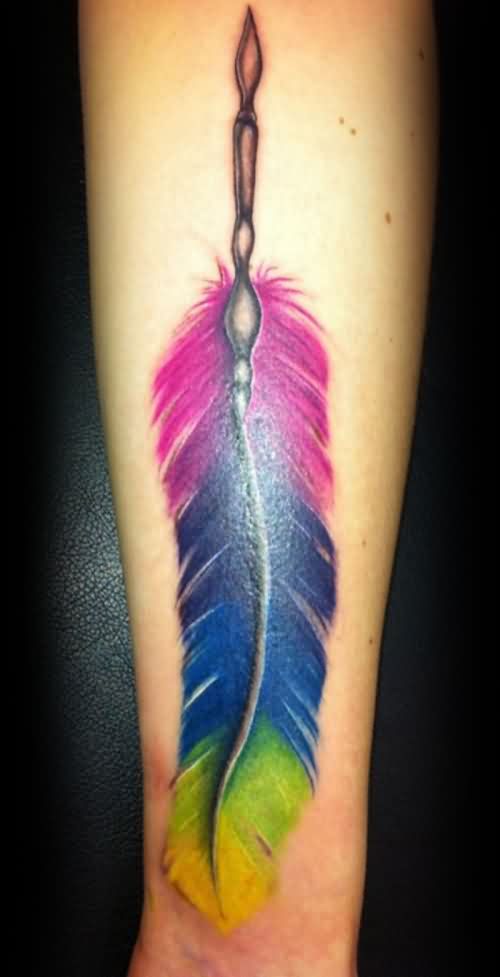 Colorful Feather Tattoo