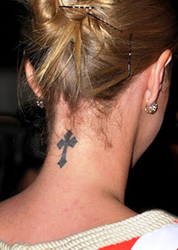 Small-Cross-Tattoos-for-Women-on-Neck