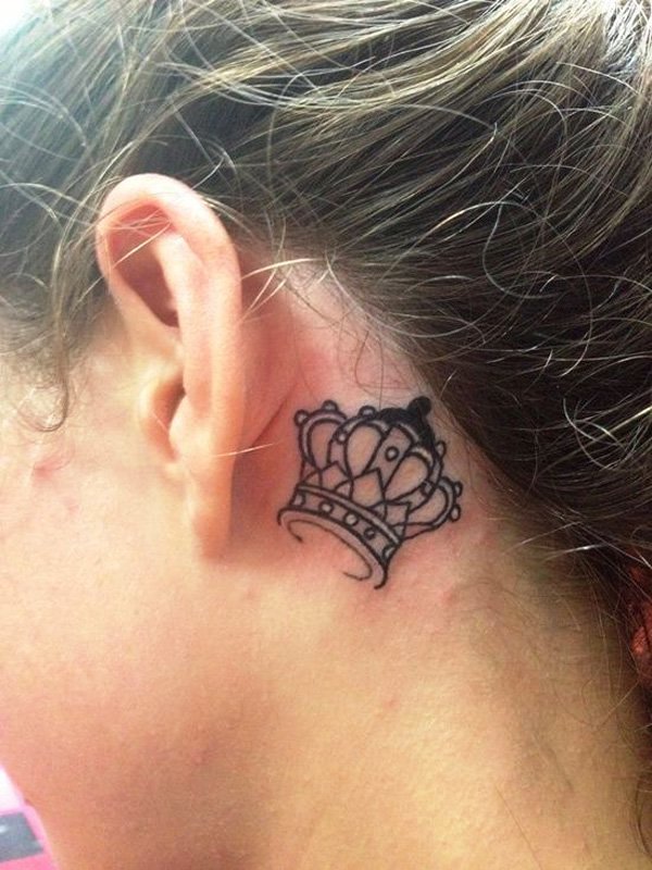 Small-Crown-Tattoo-Behind-The-Ear