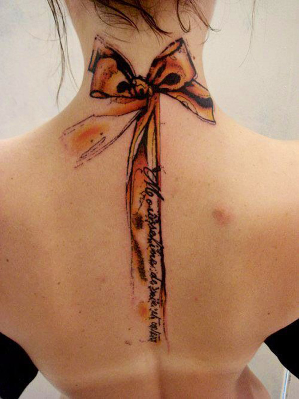 Watercolor Bow Tattoo