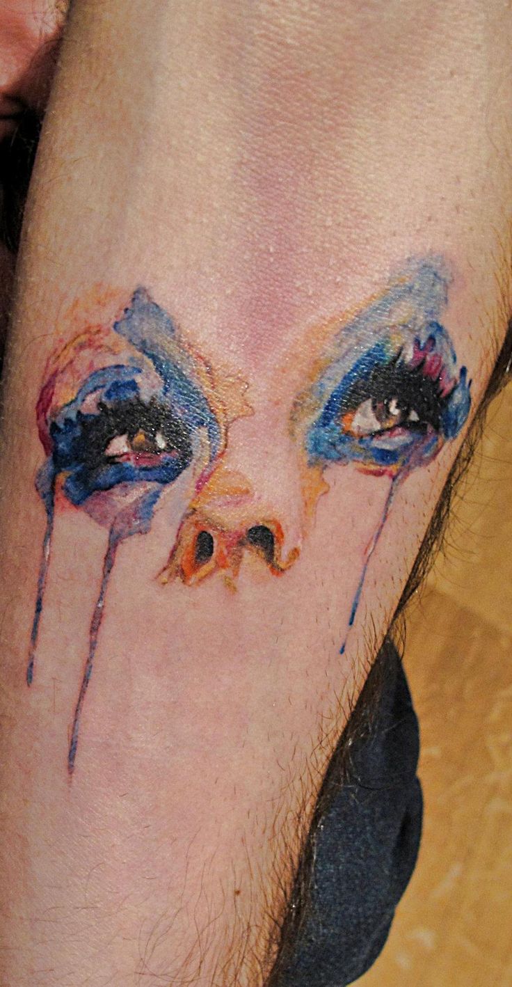 Watercolor Crying Eye Tattoo