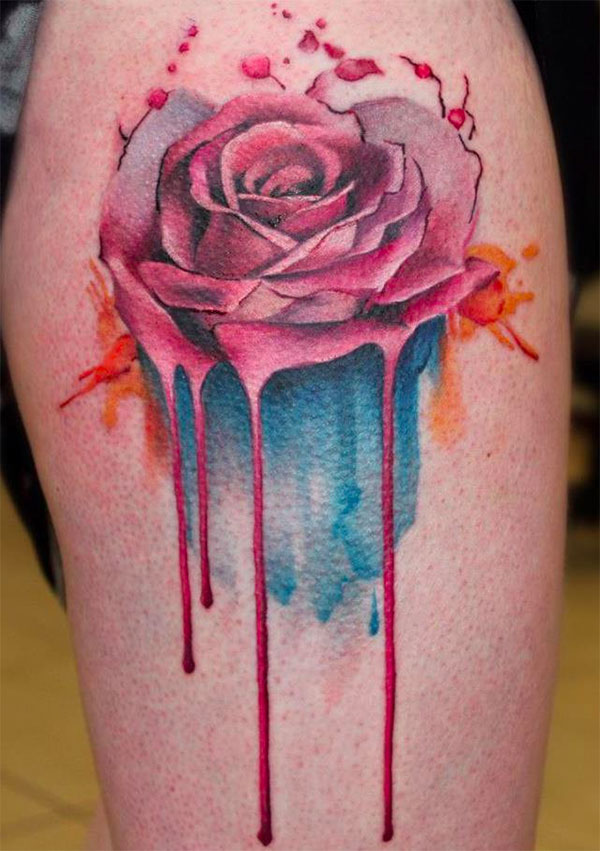 Watercolor Rose Tattoo Design