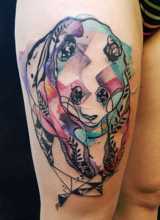 Watercolor Tattoo Panda Bear