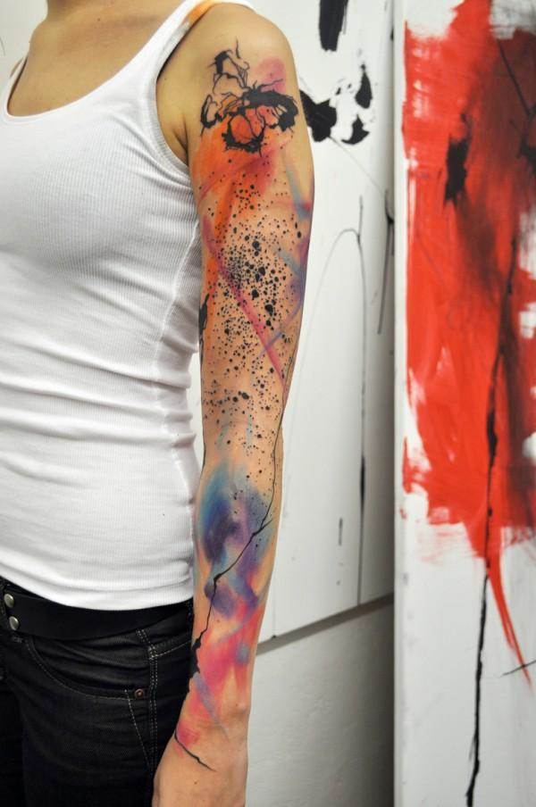 Watercolor tattoos incorporate vibrant