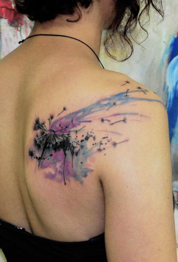 dandelion watercolor tattoo