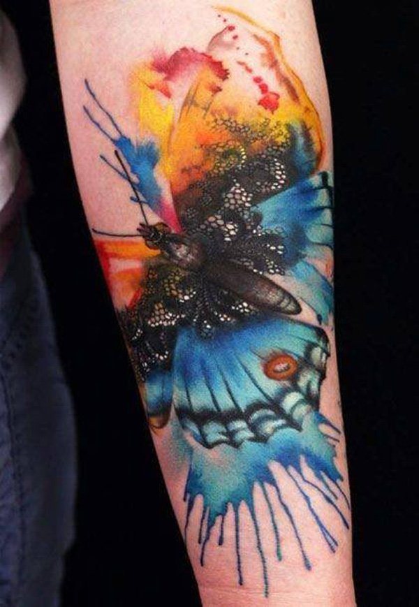 flower watercolor men tattoos