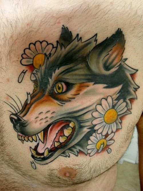 american-traditional-wolf-tattoo-designs
