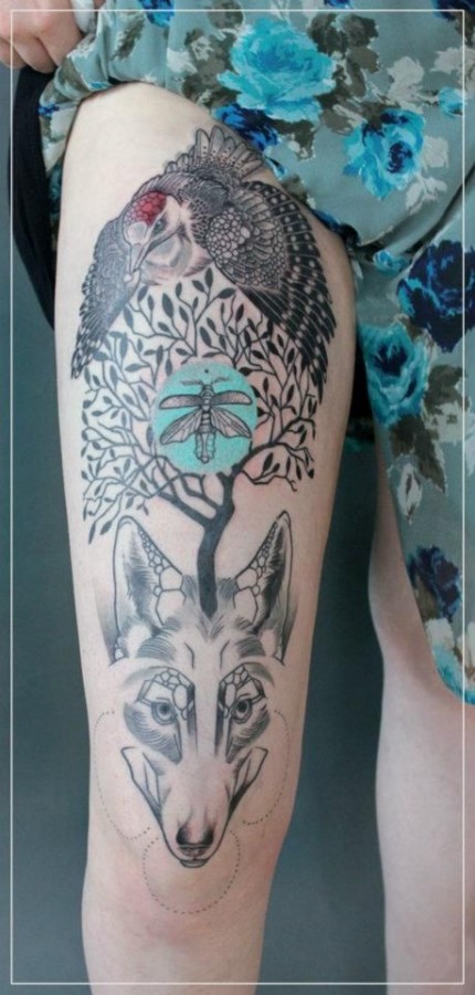 black-and-white-tree-tattoo-on-leg