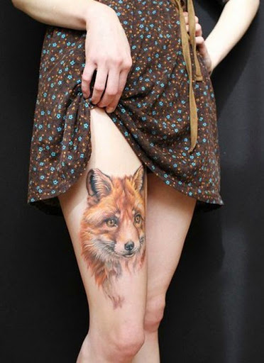 fox-thigh-tattoo