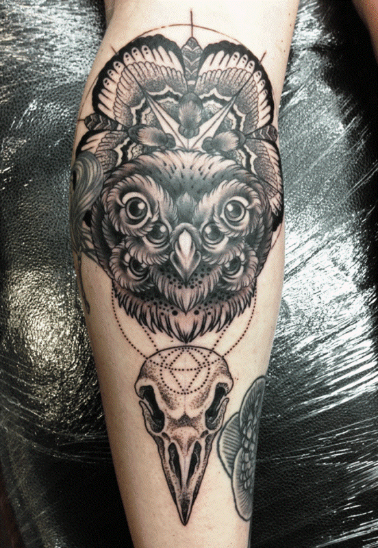 geometric-owl-tattoo