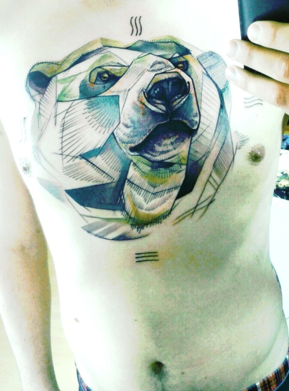 geometric-polar-bear-tattoo