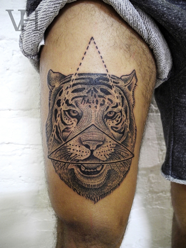 geometric-tiger-thigh-tattoos