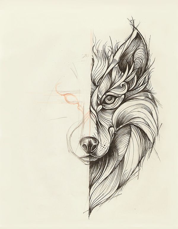 geometric-wolf-sketche