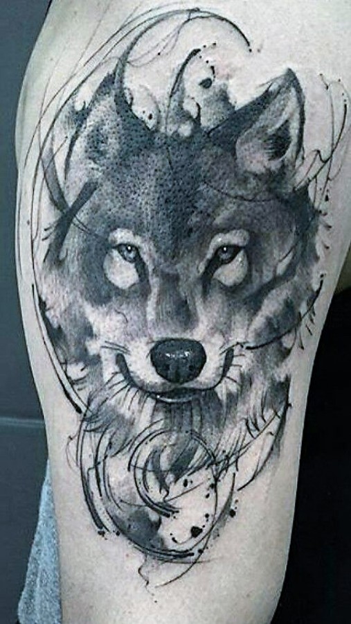 geometric-wolves-tattoo