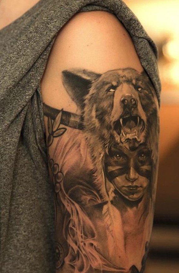 indian-wolf-head-tattoo