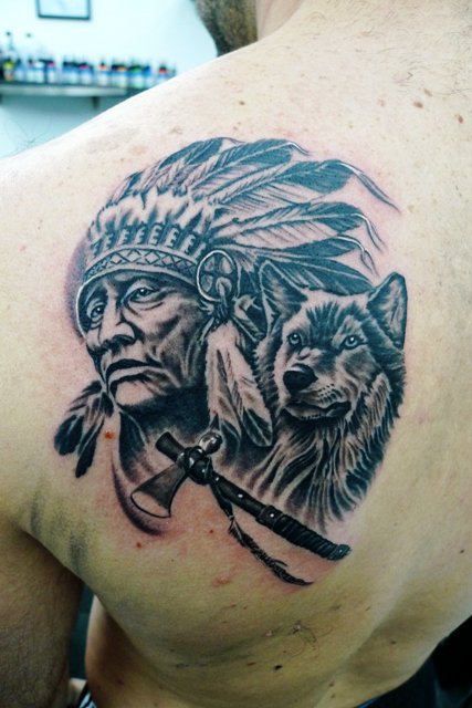 indian-and-wolf-tattoo