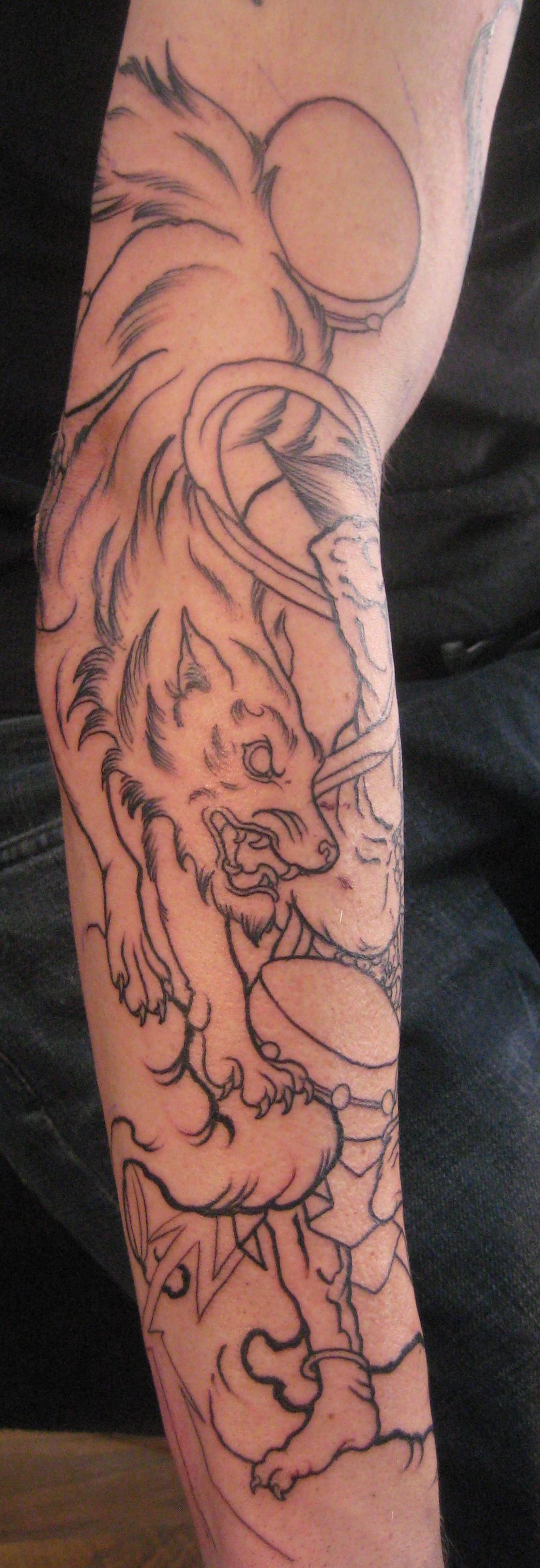 japanese-wolf-sleeve-tattoo