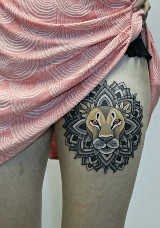 lion-thigh-tattoo