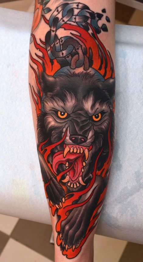 neo-traditional-wolf-tattoo-ideas