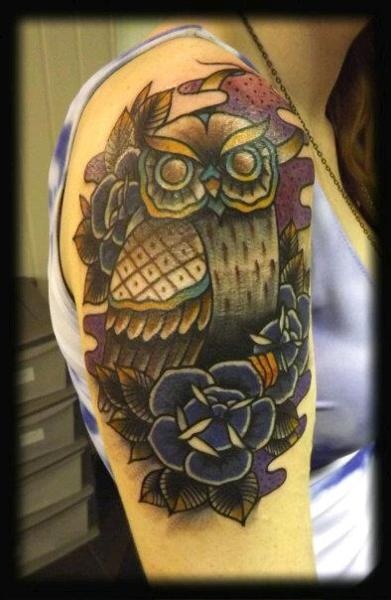 owl-sleeve-tattoo-designs