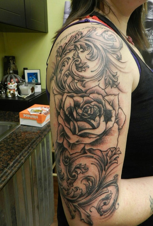 rose-half-sleeve-tattoo-design