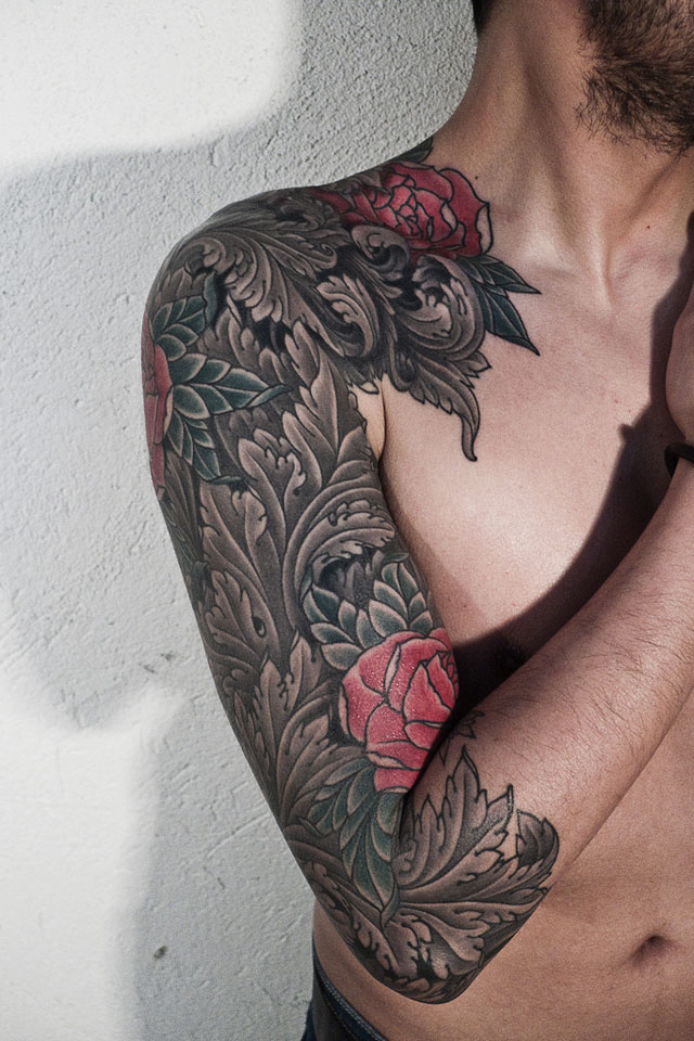 rose-half-sleeve-tattoo-designs