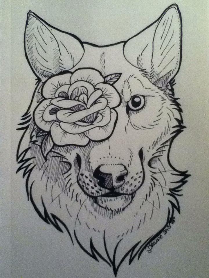 rose-and-wolf-tattoos-drawings